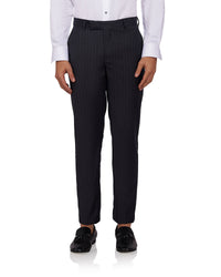 Veritas Merino Wool Striped Dress Pants - Charcoal