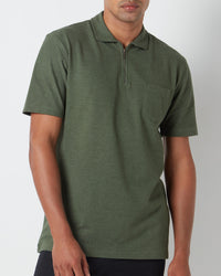 Signature Zipper Polo - Olive