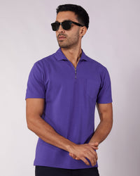 Signature Zipper Polo - Purple