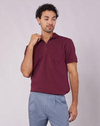 Signature Zipper Polo - Maroon