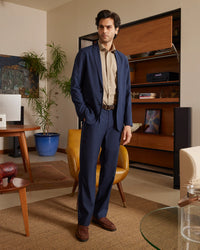 The Sorrento Striped Soft Tailored Suit - Navy