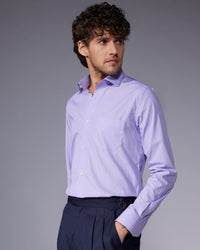 Cotton Striped Shirt - Purple & White