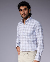 Poplin Checked Shirt - Grey & Beige