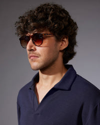Lyocell Wool Stretch Johnny Polo T-Shirt- Dark Blue