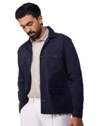 Ashcroft Washed Twill Shacket - Navy