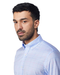 Easy-Care Glen Plaid Checked Shirt - Blue & Pink