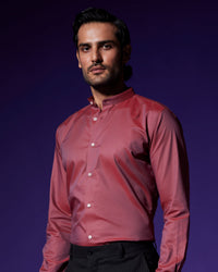 Orion Two-Tone Twill Shirt - Dark Red