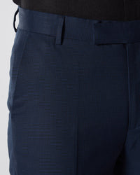 Prime Blended Wool Houndstooth Dress Pants - Navy