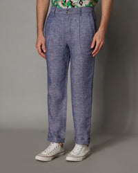 Elegant Linen Pants - Blue