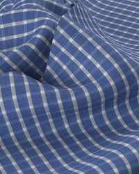 Aquarius Poplin Checked Shirt - Blue & White