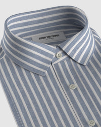 100% Linen Striped Shirt - Blue & White