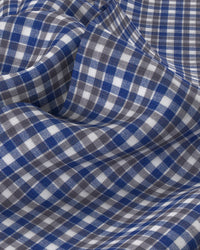 Cotton Brushed Oxford Checked Shirt - Blue & Grey