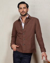 Aven Cotton Linen Shacket - Brown