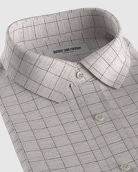 100% Linen Checked Shirt - Grey