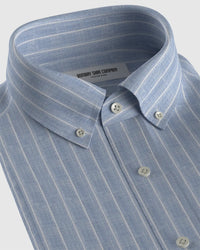100% Linen Striped Shirt - Blue