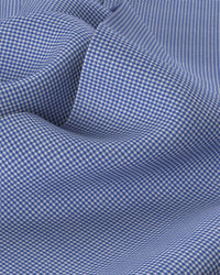 Giza Cotton Micro-Checked Shirt - Mid Blue