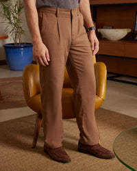 The Riviera Pleated Relaxed Trousers - Brown
