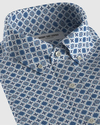 Japanese Heritage Tile Printed Shirt - Light Blue