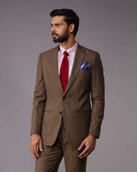 The Marquis Structured Twill Suit Blazer - Brown