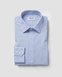 Giza Cotton Mid Blue Checked Shirt
