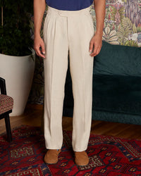 Ivoro 100% Linen Relaxed Neapolitan Pants - Beige