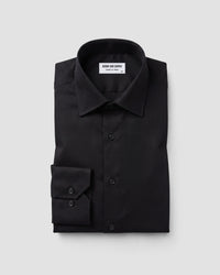Black Wrinkle-Free Bamboo Blend Satin Shirt