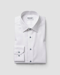 White Cotton Herringbone Shirt