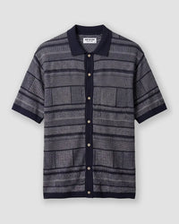 Navy Abstract Flat Knit Shirt