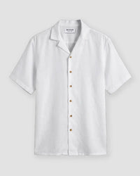 White Half-Sleeve Blended Linen Shirt