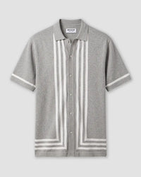 Grey & Cream Half-Sleeve Flat Knit Shirt