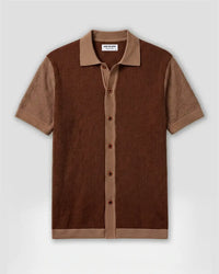 Mocha Duo-Tone Flat Knit Shirt