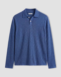 Signature Flat Knit Long Sleeve Polo - Navy Melange