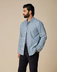 Westfield Denim Striped Shacket - Mid Blue
