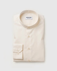 Pearl White Textured Dobby Bandhgala Shirt