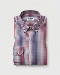 Easy-Care Red & Navy Cotton Poplin Checked Shirt
