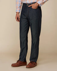 Japanese Dobby Mid-Rise Rigid Jeans - Dark Blue