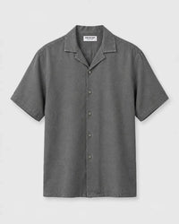 Grey Washed Half-Sleeve Twill Shirt
