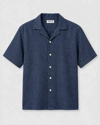 Navy Dobby Half-Sleeve Shirt