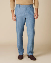 The Bellini Chambray Relaxed Linen Pants - Mid Blue
