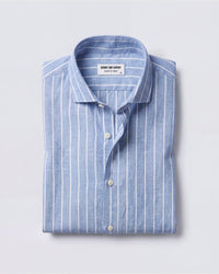 Blue Cotton Broad Striped Shirt