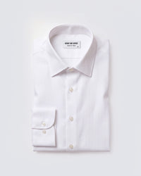 Giza Cotton White Herringbone Shirt