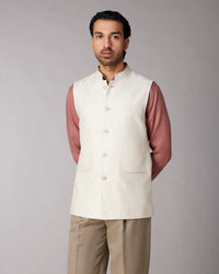 The Montclair 100% Linen Nehru Jacket - Beige