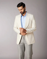 The Harrington Shawl Collar Formal Blazer - Ecru