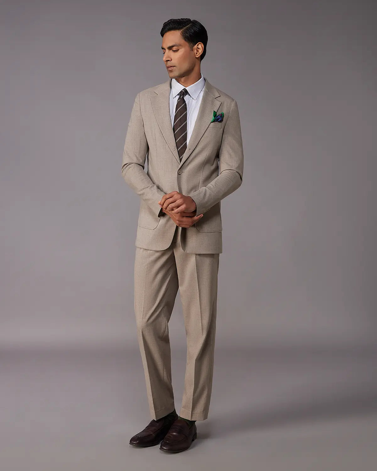 The Kensington Melange Suit – Khaki