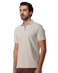 Signature Zipper Polo - Light Grey