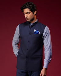 The Palatina Stretch Nehru Jacket - Navy