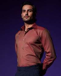 Orion Two-Tone Twill Shirt - Dark Brown