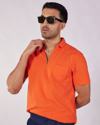 Signature Zipper Polo -Tang