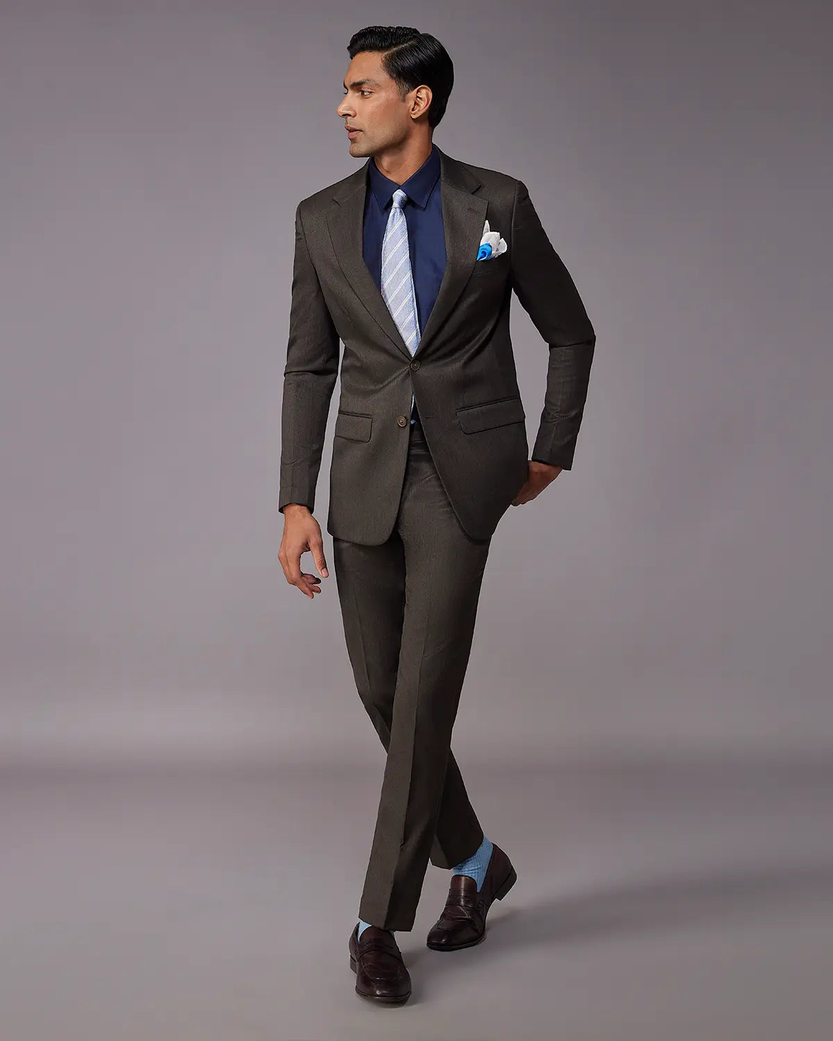 The Windsor Melange Suit - Brown
