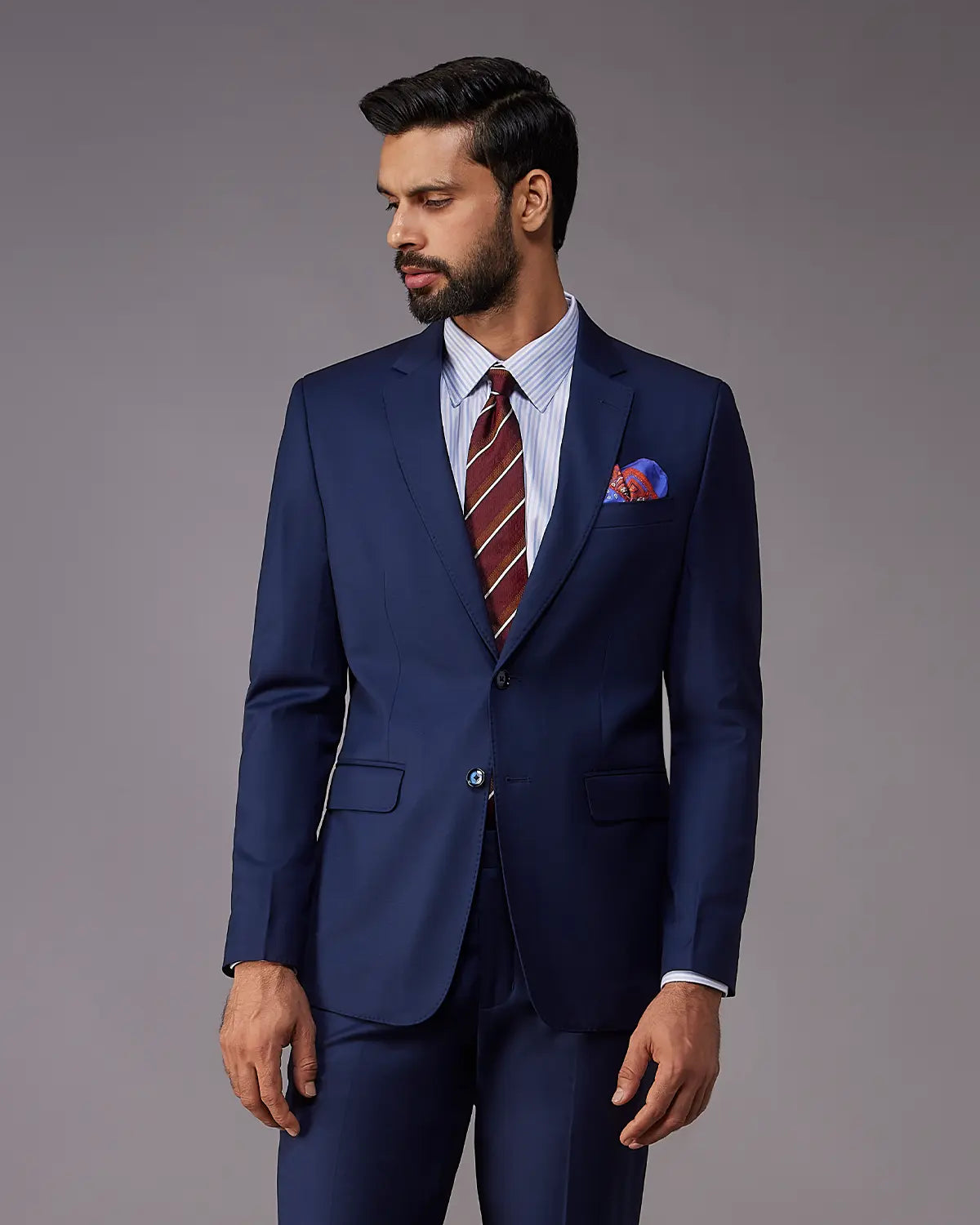 The Exquisite Blended Wool Suit - Navy